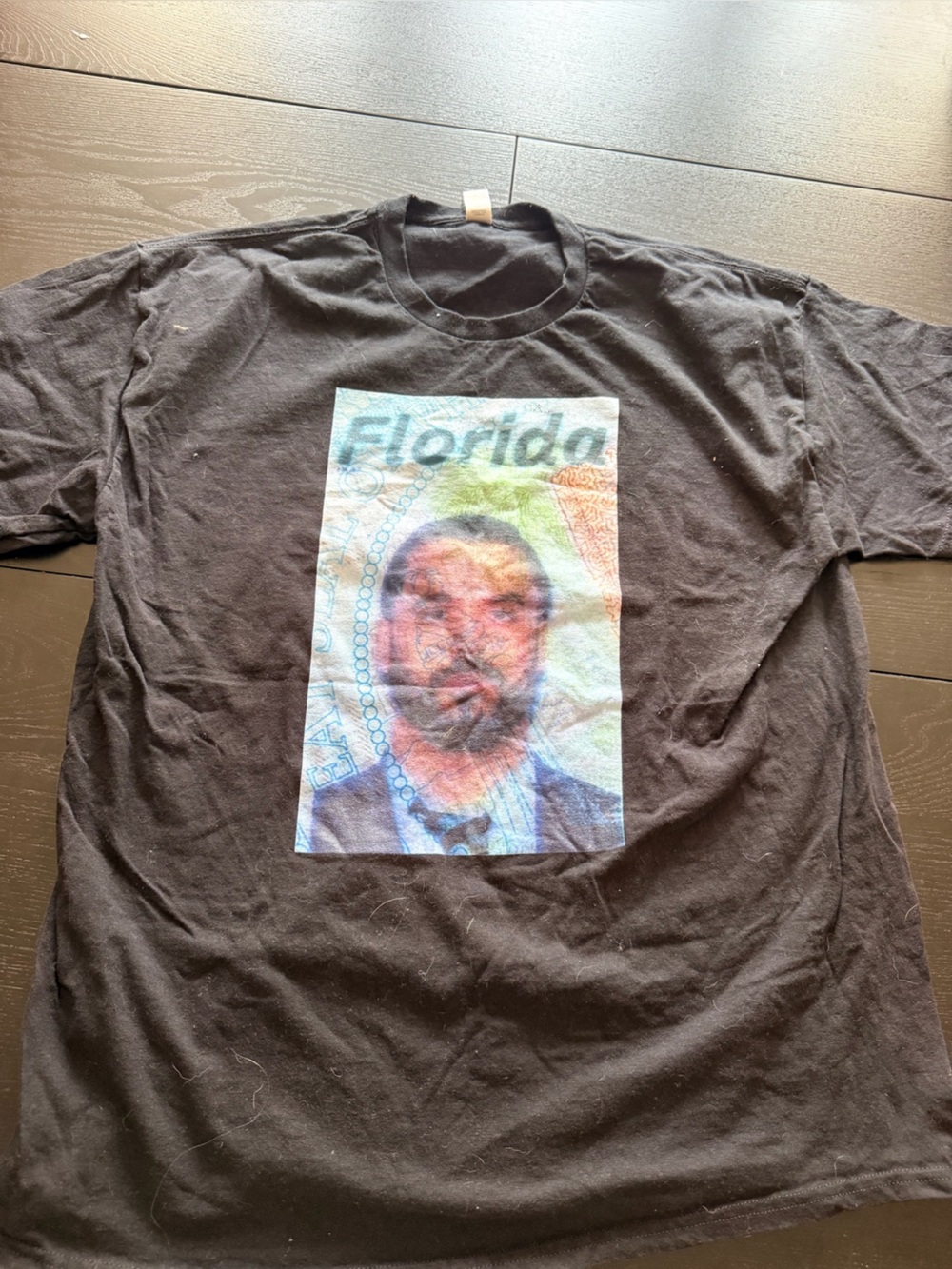 H&M Black Tee with Multicolor Portrait Graphic